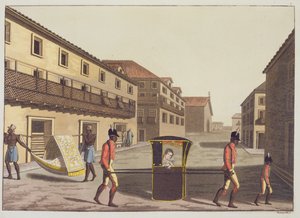 Lettighe in via San Sebastiano da Gerolamo Fumagalli