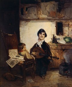 Storpio che suona il mandolino o Il narratore, di Gerolamo Induno da Gerolamo Induno
