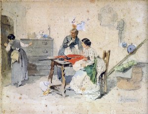 DONNE FABBRICANO UNA BANDIERA TRICOLORE da Gerolamo Induno