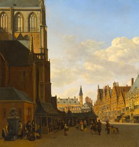 Il Mercato del Pesce e la Grote Kerk a Haarlem, c.1675-1680 da Gerrit Adriaensz Berckheyde