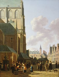 Il Grote Markt, Haarlem, vista verso ovest da Gerrit Adriaensz Berckheyde