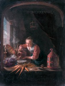 Giovane donna che versa acqua da una brocca da Gerrit Dou
