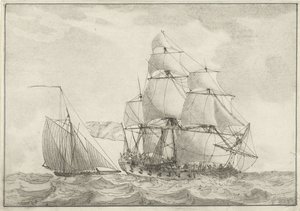 Cutter e una fregata da guerra da Gerrit Groenewegen