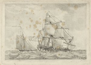 Cutter e una fregata da guerra da Gerrit Groenewegen