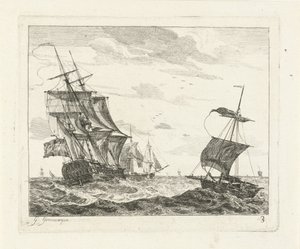 Barche a vela su mare agitato (serie Vedute marine con navi) da Gerrit Groenewegen