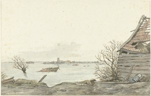 Vista di Ransdorp allagata, febbraio 1825 da Gerrit Lamberts