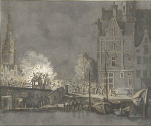 Incendio delle case doganali presso il Nieuwebrug ad Amsterdam da Gerrit Lamberts