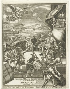 Pagina del titolo per il Mercurio Europeo del 1750 da Gerrit Sibersma (possibly)