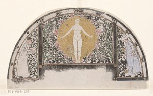 Progetto per la cornice di un calendario per il 1901 con donne e fiori