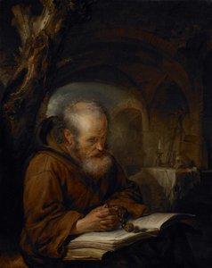 Un eremita in preghiera, 1670 da Gerrit Dou