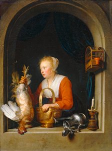 Femme accrochant un coq à sa fenetre, dit aussi La Menagère hollandaise - Donna che appende un gallo nel suo solco, detta anche la casalinga olandese ...