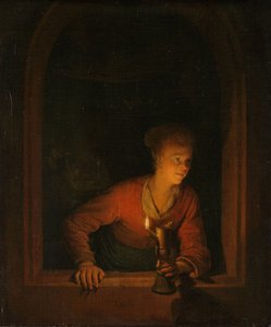 Ragazza con una lampada a olio alla finestra da Gerrit Dou