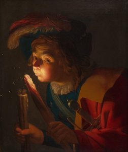 Un ragazzo che soffia su un tizzone da Gerrit van Honthorst