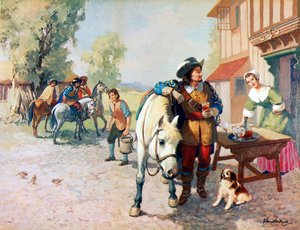 Quattro cavalier in viaggio verso Londra alla ricerca di un cane che divenne il primo King Charles Spaniel