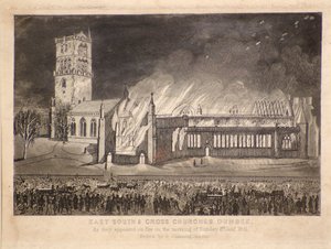 Chiese Est, Sud e Croce, Dundee, come apparivano in fiamme domenica 3 gennaio 1841, c.1841