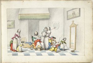 Stanza dei bambini con tre donne e bambini da Gesina ter Borch (signed by artist)