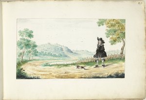 Signore che cammina su una strada di campagna