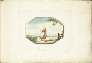 Lattaia con secchi in un paesaggio da Gesina ter Borch (signed by artist)
