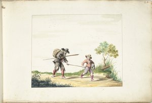 Vecchio mendicante cieco guidato da un ragazzo da Gesina ter Borch (signed by artist)