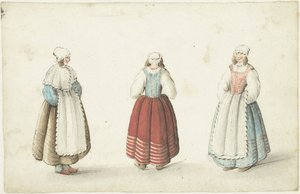 Tre donne in piedi da Gesina ter Borch