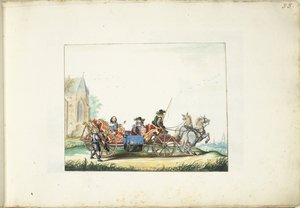 Ragazzino che mendica presso la carrozza di una coppia elegante da Gesina ter Borch