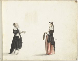 Due donne in piedi di profilo