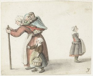 Donna con due bambini in una cesta da Gesina ter Borch