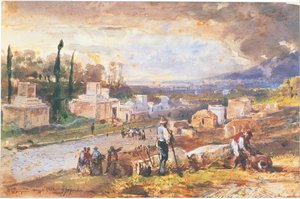 Italia, Pompei, La Strada delle Tombe 1862 da Giacinto Gigante