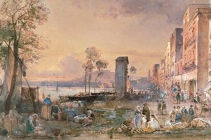 Veduta di Napoli da Marinella, di Giacinto Gigante (1806-1876), matita, acquerello e biacca su carta, Italia da Giacinto Gigante