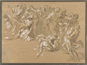 Il ritrovamento della coppa nel sacco di Beniamino (?) da Giacinto Gimignani