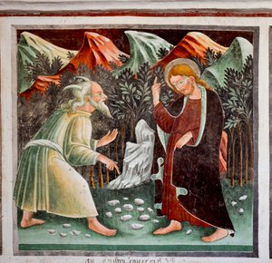 Tentazioni di Gesù (dettaglio) da Giacomo Borlone de Buschis