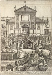 Il Doge e il suo entourage ascoltano i vespri il giorno di Natale nella Chiesa di San Giorgio Maggiore a Venezia da Giacomo Franco