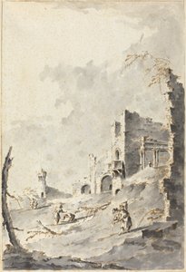 Capriccio di rovine classiche con una fortezza da Giacomo Guardi