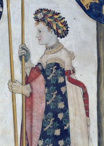 I Nove Prodi e le Nove Prodi Donne, dettaglio di Semiramide, 1418-30 da Giacomo Jaquerio