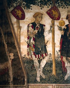 Valerano e Tommaso III di Saluzzo, (dettaglio) dagli affreschi nella Sala Baronale, c.1410-1430 da Giacomo Jaquerio