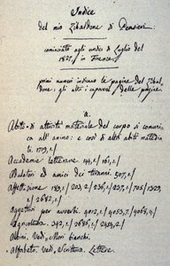 Incipit del manoscritto dello Zibaldone (o "Pensieri") di Giacomo Leopardi. 1817-1832 da Giacomo Leopardi