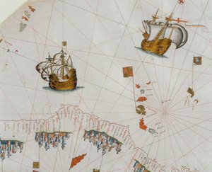 Mappa nautica, dettaglio delle Isole Canarie, 1564 da Giacomo Maggiolo