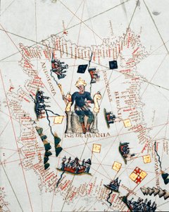 Rappresentazione del Re di Spagna e delle coste d