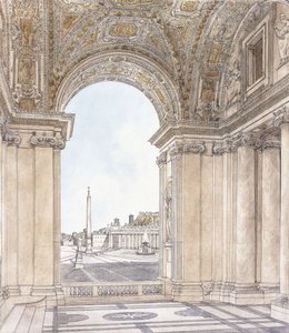 Veduta della Piazza San Pietro, Roma, vista dal Portico della Basilica da Giacomo Quarenghi