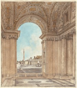 La Piazza di San Pietro Vista attraverso un Arco della Basilica da Giacomo Quarenghi