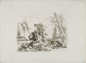 Una donna con le braccia incatenate e altre quattro figure, dai Capricci da Giambattista Tiepolo