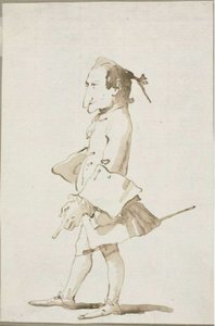 Caricatura di un uomo, a figura intera, rivolto a sinistra da Giambattista Tiepolo