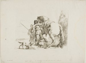 Il cavaliere in piedi accanto al suo cavallo, da Capricci da Giambattista Tiepolo