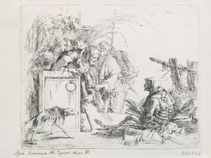 La visita alla morte. Dalla serie Capricci, metà del XVIII secolo da Giambattista Tiepolo