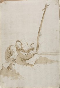 Due monaci che contemplano un teschio da Giambattista Tiepolo