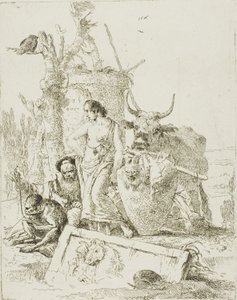 Giovani pastori e vecchio con una scimmia, da Scherzi da Giambattista Tiepolo