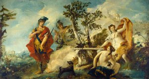 Carlo e Ubaldo resistono agli incantesimi delle ninfe di Armida da Gian Antonio Guardi and Francesco Guardi