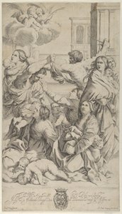 Massacro degli innocenti, gruppo di donne e bambini attaccati, due angeli, ca. 1640-70 da Gian Battista Bolognini