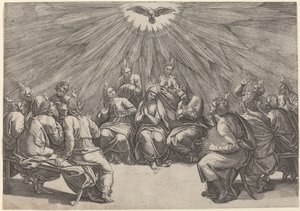 Pentecoste da Gian Jacopo Caraglio after Raphael