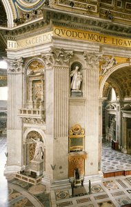 Decorazioni di Gian Lorenzo Bernini sul primo pilastro a destra, uno dei quattro pilastri che sostengono la cupola della Basilica di San Pietro, Roma, Città del Vaticano